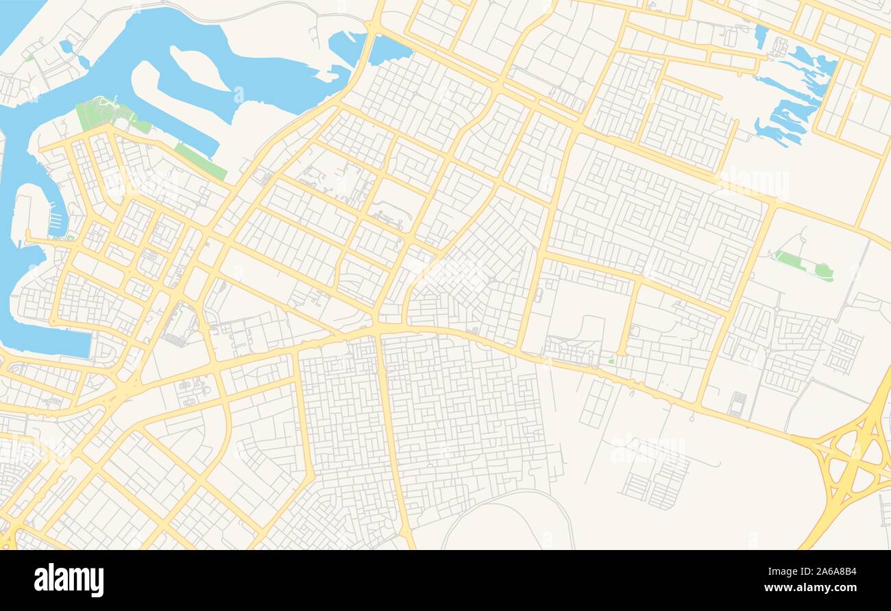 Version street map d'Ajman, Émirats arabes unis. Modèle de carte pour un usage en entreprise. Illustration de Vecteur