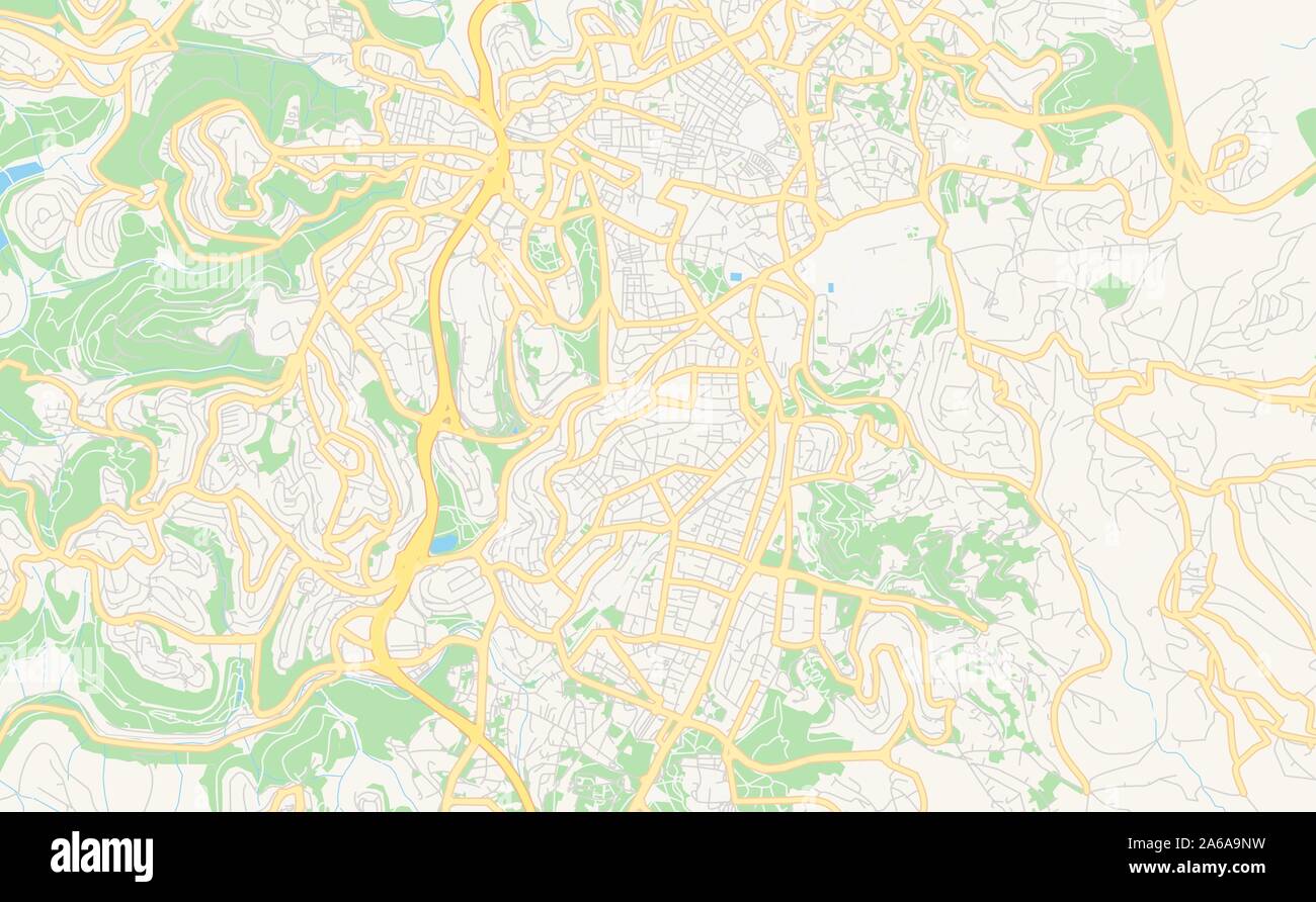 Version imprimable La carte des rues de Jérusalem, district de Jérusalem, Israël. Modèle de carte pour un usage en entreprise. Illustration de Vecteur
