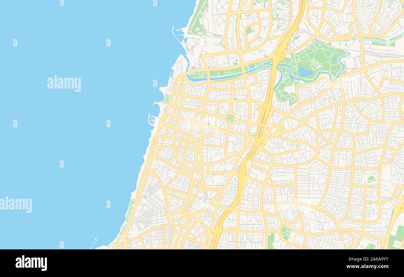 Version imprimable La carte des rues de Tel Aviv, Tel Aviv, Israël. Modèle de carte pour un usage en entreprise. Illustration de Vecteur