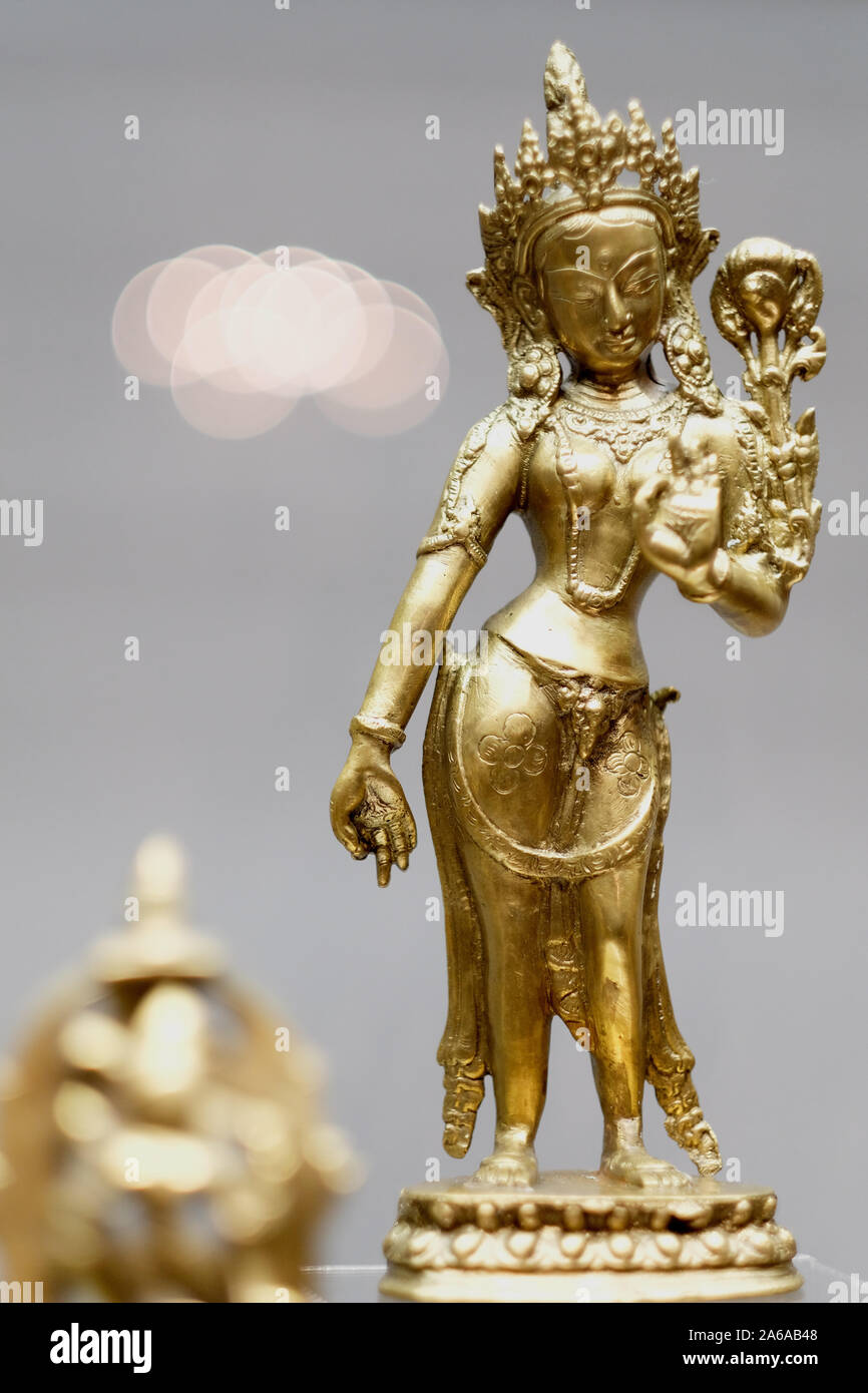 Un Indien antique statue en bronze de la déesse Parvati, épouse de Shiva Banque D'Images