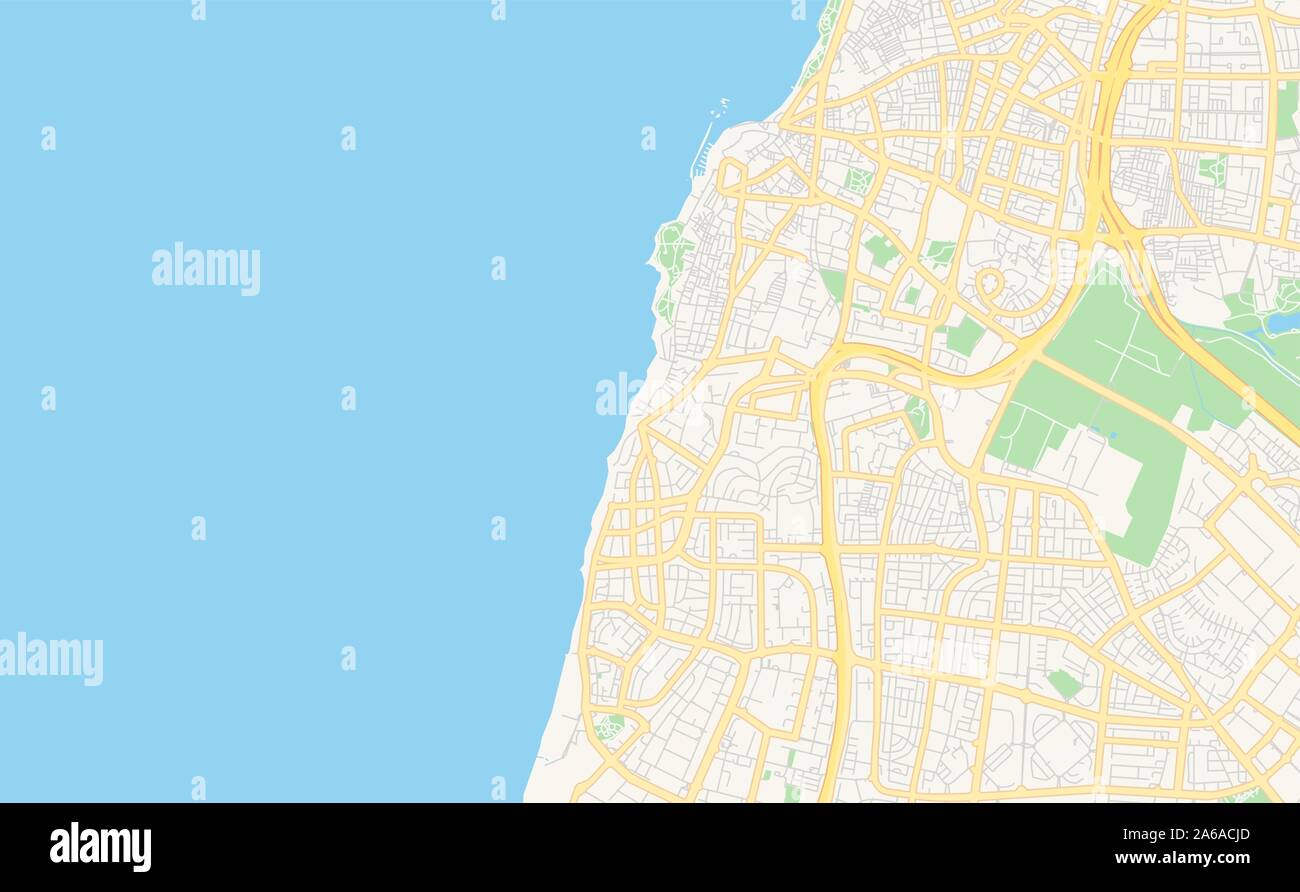 Version imprimable Plan de Bat Yam, Tel Aviv, Israël. Modèle de carte pour un usage en entreprise. Illustration de Vecteur