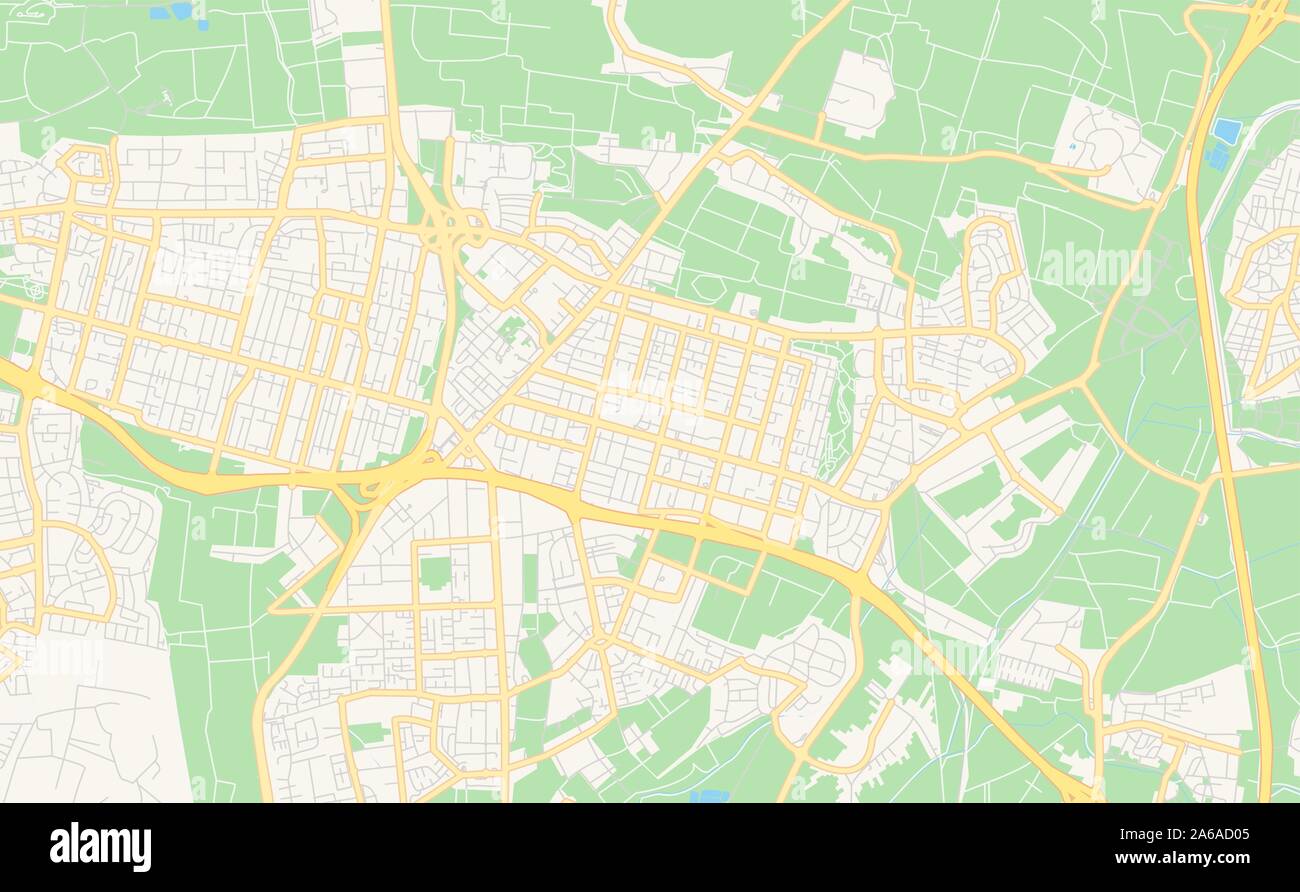 Version imprimable Plan de Kfar Saba, District Centre, Israël. Modèle de carte pour un usage en entreprise. Illustration de Vecteur