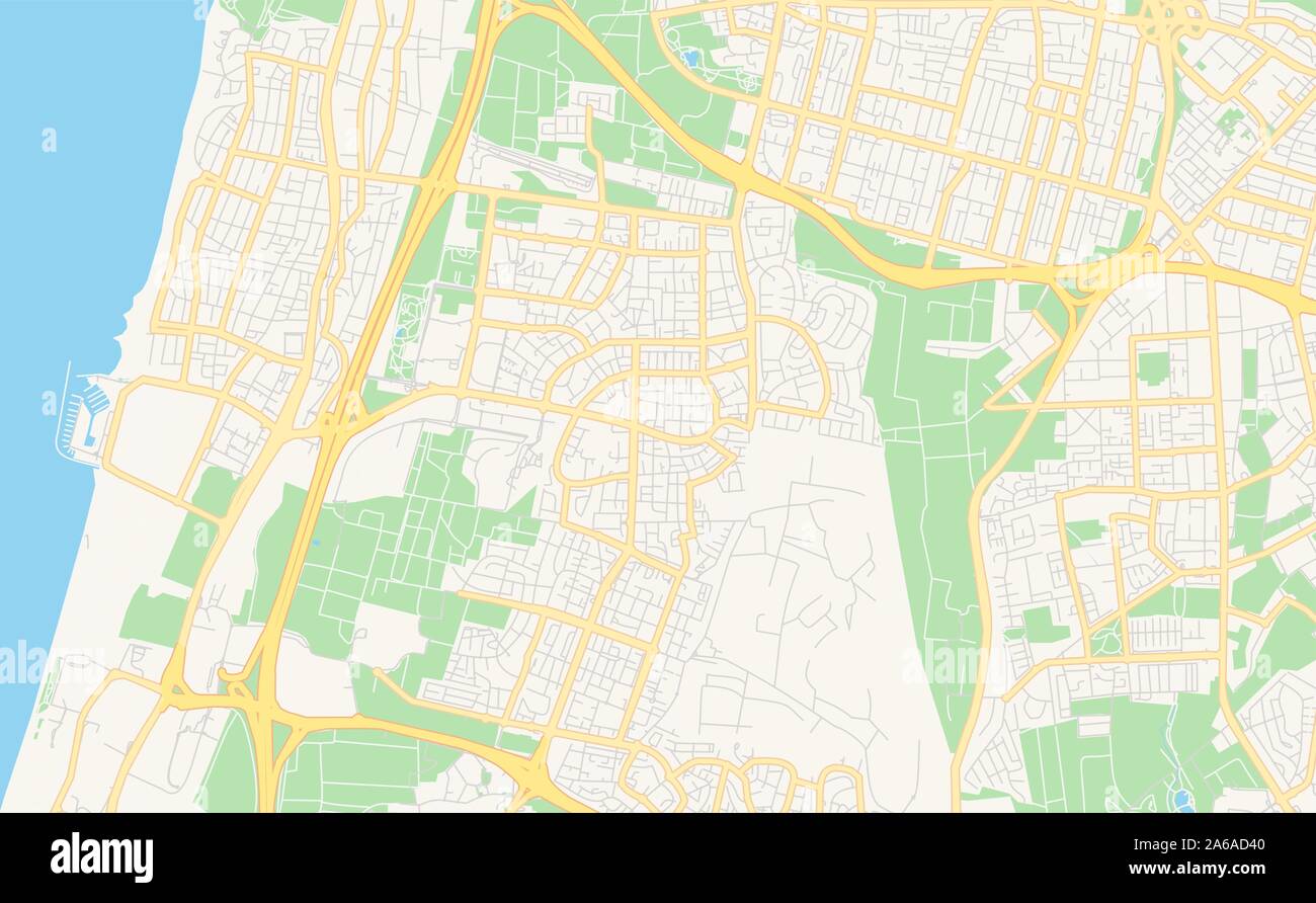 Version imprimable Plan de Herzliya, District de Tel Aviv, Israël. Modèle de carte pour un usage en entreprise. Illustration de Vecteur