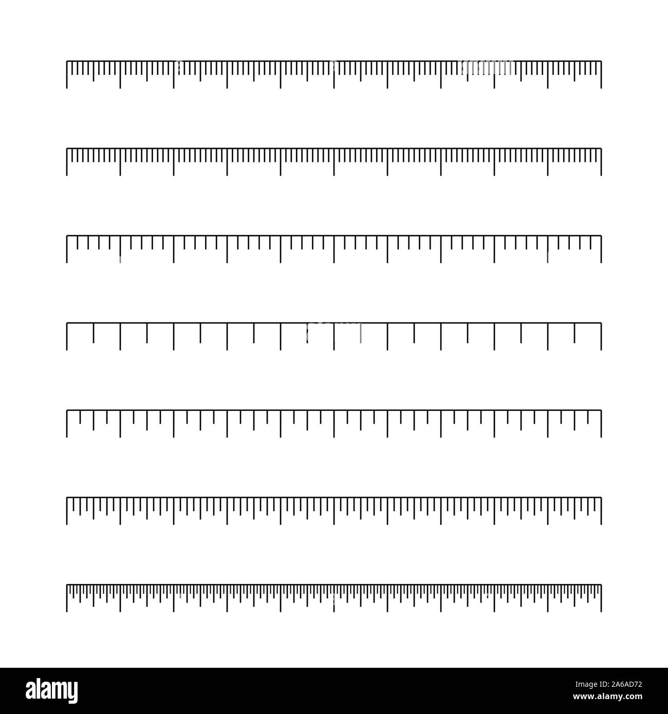 Ensemble de règle en pouces et cm échelle. Modèle pour l'outil de mesure Illustration de Vecteur