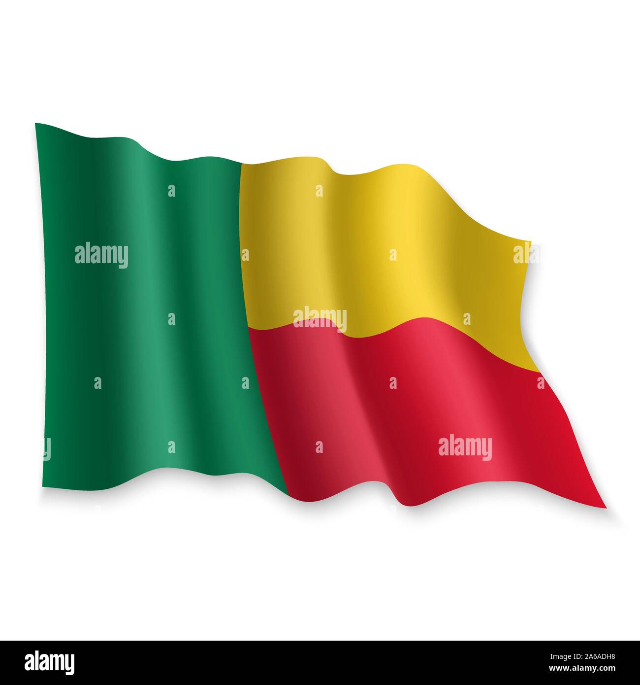 3D réaliste Waving Flag du Bénin sur fond blanc Illustration de Vecteur 3D réaliste Waving Flag du Bénin sur fond blanc Illustration de Vecteur