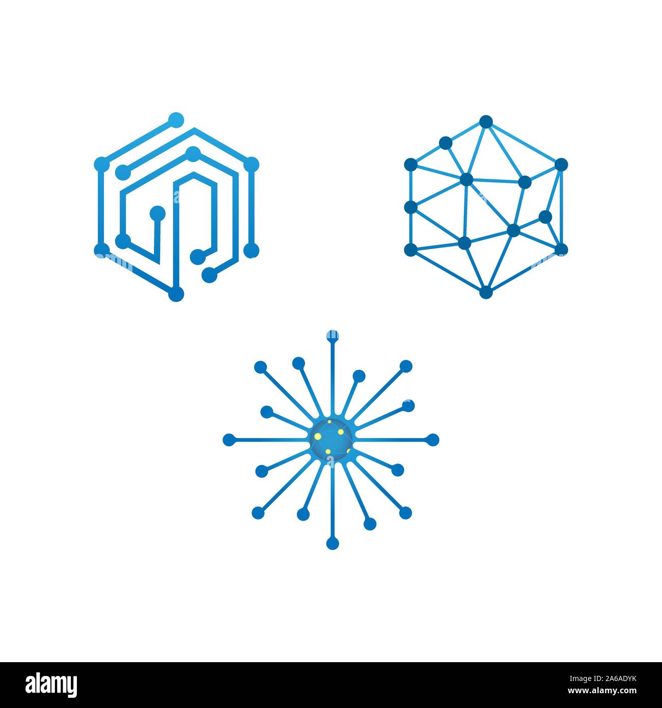 La technologie couleur bleu abstrait logo design vector série d'images. La technologie de gradient de couleur bleu collection logo concept Illustration de Vecteur