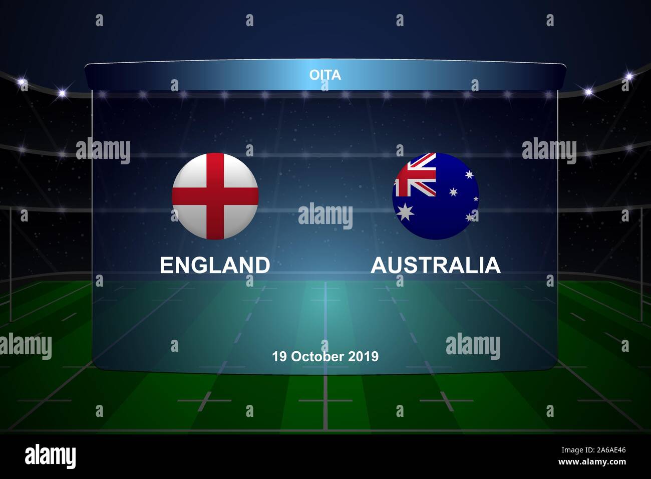 L'Angleterre contre l'Australie. Rugby Cup diffusée scoreboard modèle graphique Illustration de Vecteur