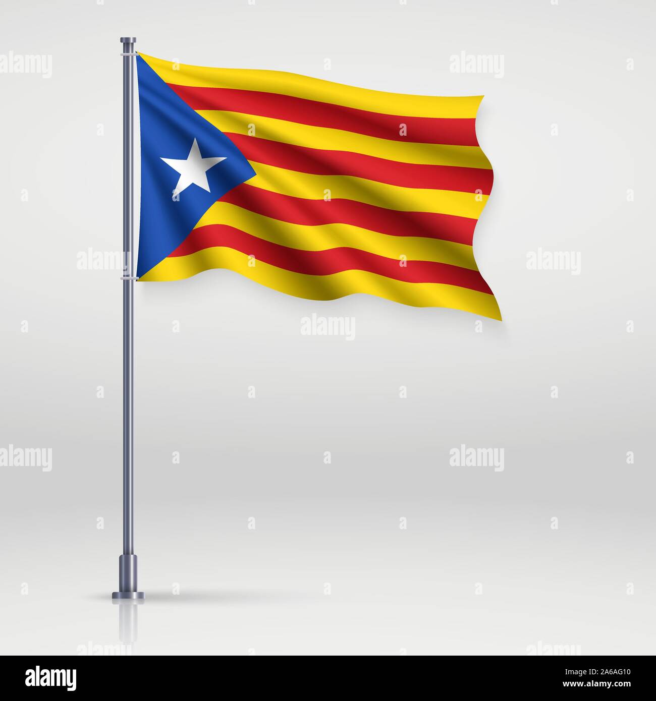 Waving Flag de l'indépendantiste catalan - Estelada sur fond blanc. Modèle de conception Illustration de Vecteur