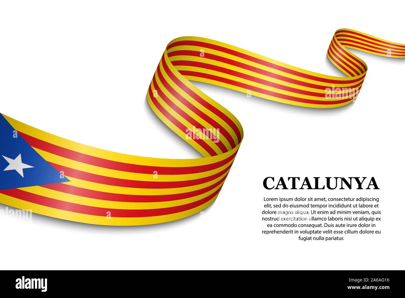 Waving Flag de l'indépendantiste catalan - Estelada sur fond blanc. Modèle de conception Illustration de Vecteur