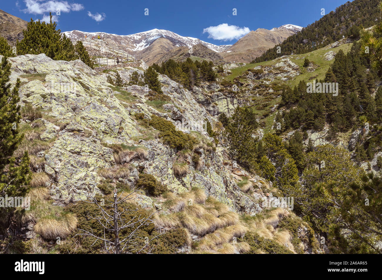 Très belle vallée de l'Espagne, Pyrénées montagne Vall de Nuria (nom) Banque D'Images