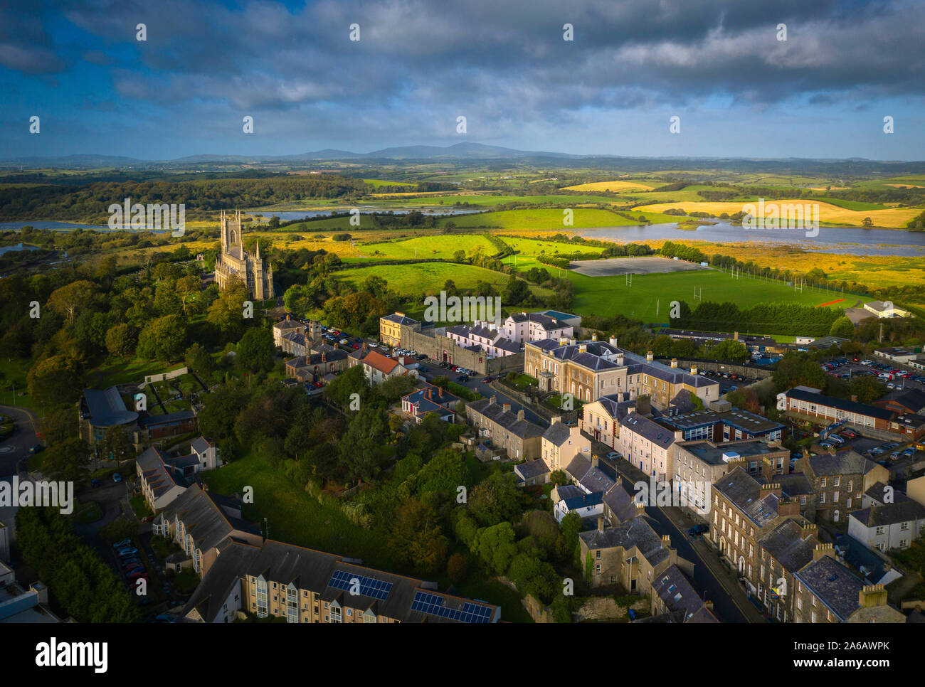 Vue aérienne de Downpatrick, comté de Down, Irlande du Nord Banque D'Images