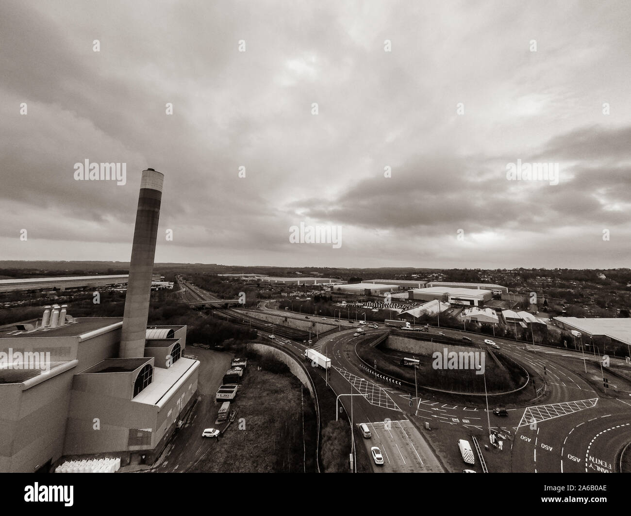 Incinérateur de Stoke on Trent Centre de recyclage basée à Staffordshire, ordures, déchets, usine d'incinération des déchets, le tabagisme, la pollution cheminée Banque D'Images