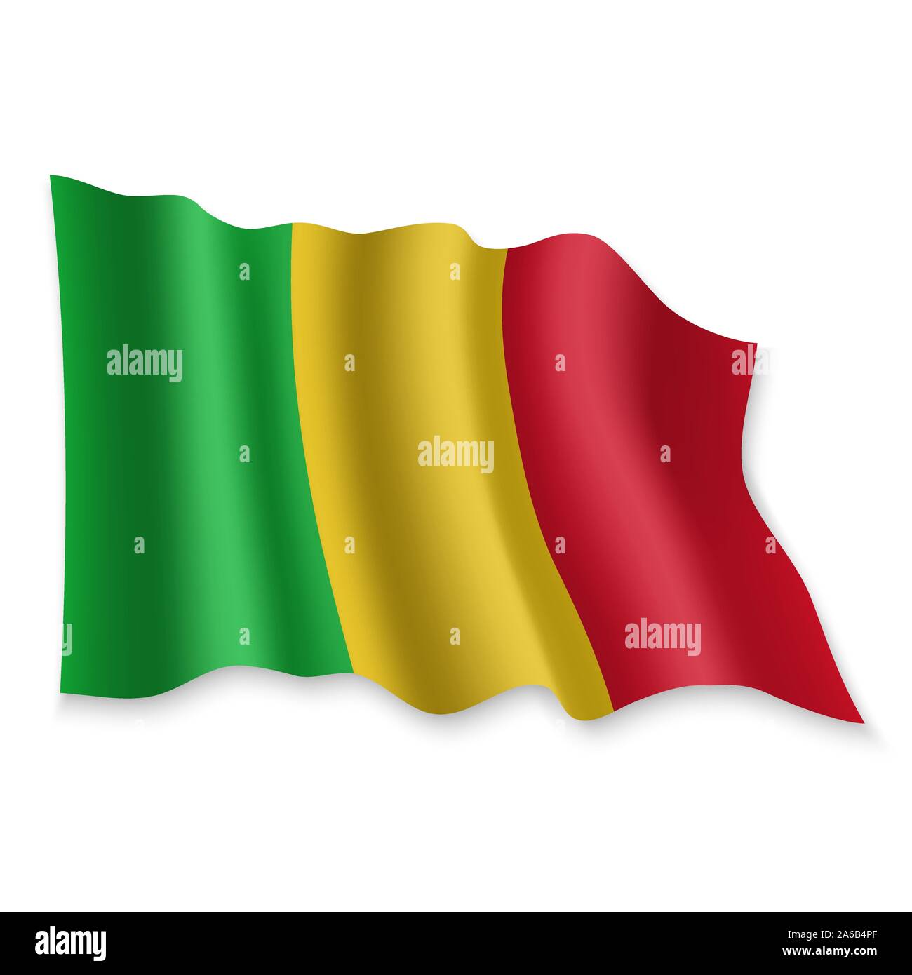 3D réaliste Waving Flag du Mali sur fond blanc Illustration de Vecteur