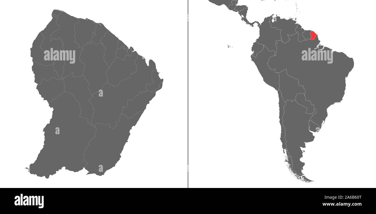 La carte de la Guyane française à l'emplacement sur la carte américaine Illustration de Vecteur