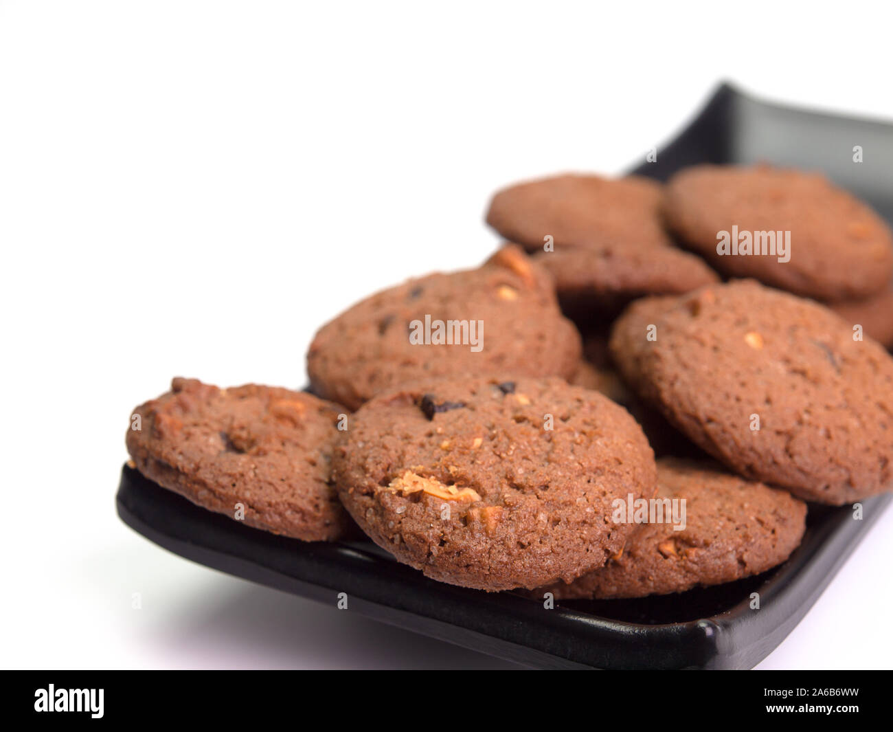 Close up, chocolate cookie, isolé sur blanc. Banque D'Images
