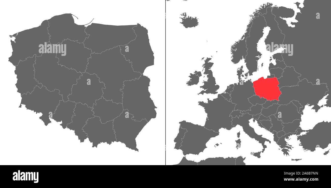 Carte de la Pologne avec l'emplacement sur carte de l'Europe Illustration de Vecteur