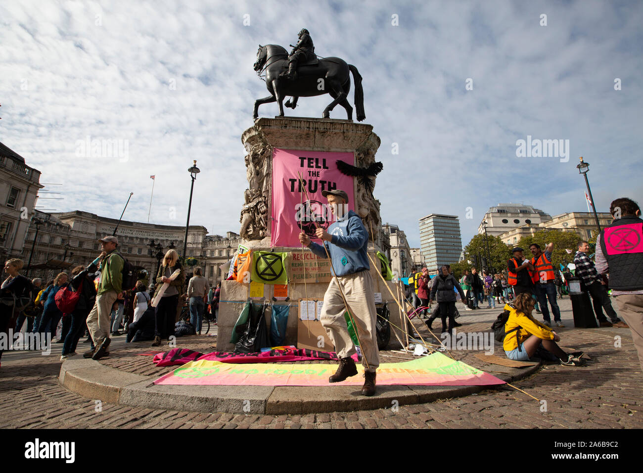 Londres, 10 octobre 2019, l'extinction et l'occupation de démonstration rébellion Trafalgar Square. Banque D'Images