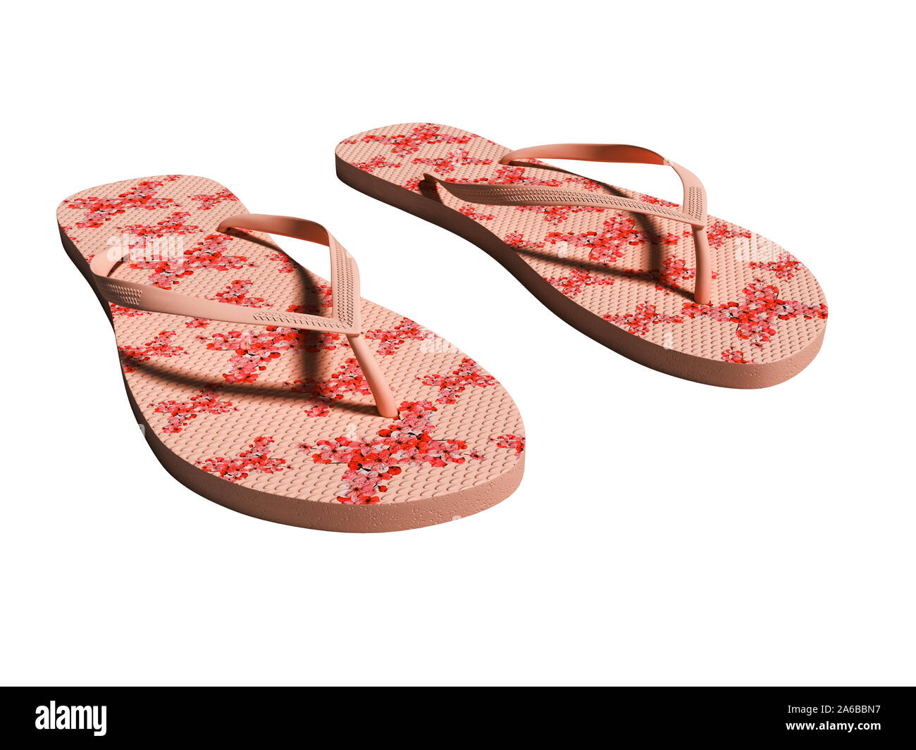 Womens espadrilles rouge moderne avec rendu 3D fleurs sur fond blanc aucune ombre Banque D'Images