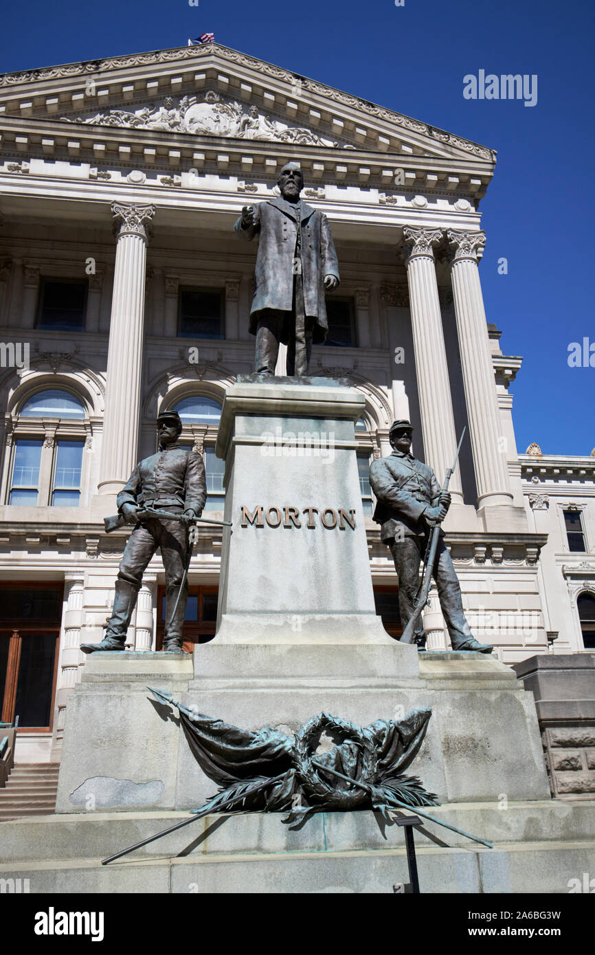 Oliver P. Morton monument situé en dehors de l'indiana statehouse State Capitol building indianapolis indiana USA Banque D'Images