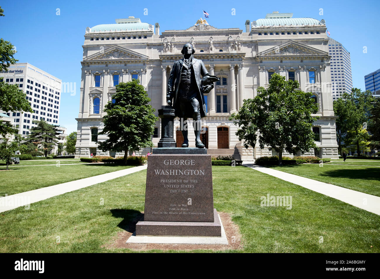 Statue de George Washington indiana statehouse State Capitol building indianapolis indiana USA Banque D'Images