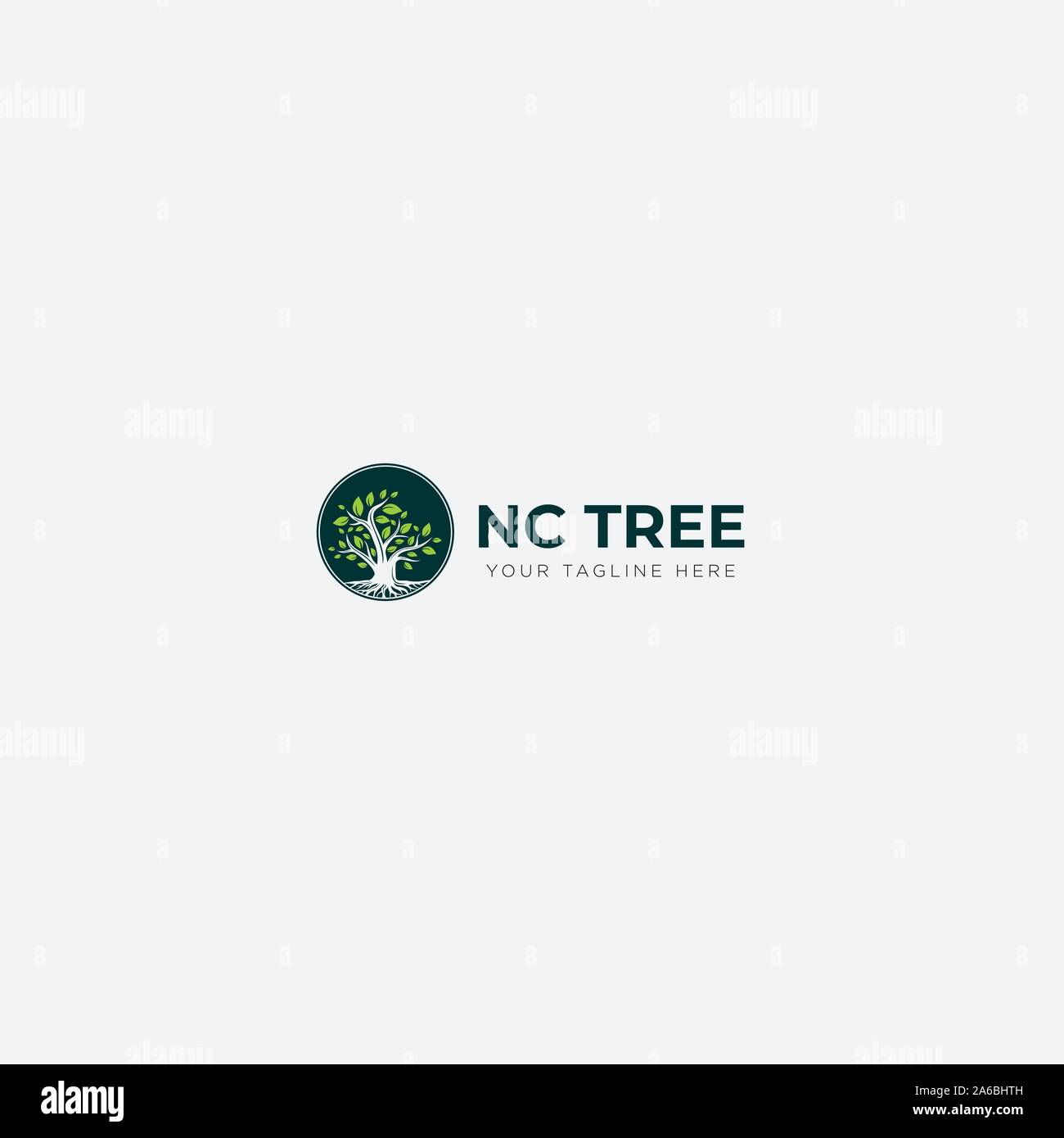 Logo cercle naturel logo financer la croissance de l'arbre vert Illustration de Vecteur