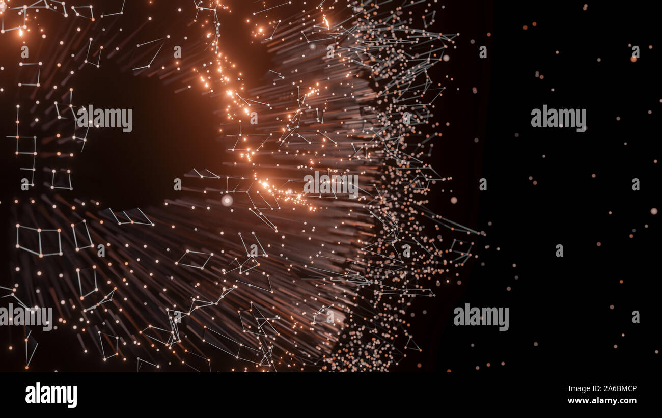 Lignes et points de connexion autour de Earth globe, technologie futuriste. 3D illustration Banque D'Images