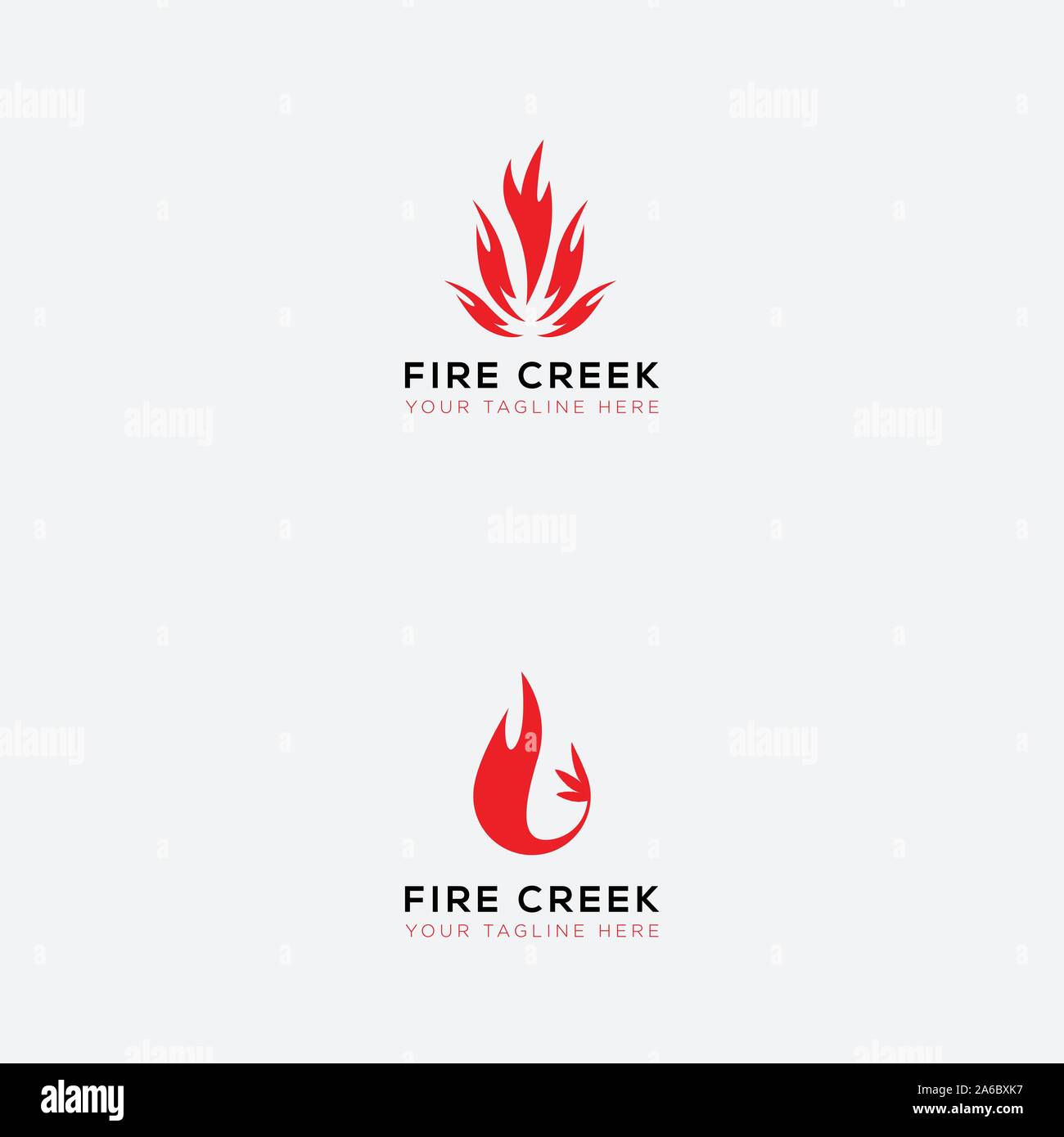 Fire Creek logo design, logo de chanvre avec le feu Illustration de Vecteur