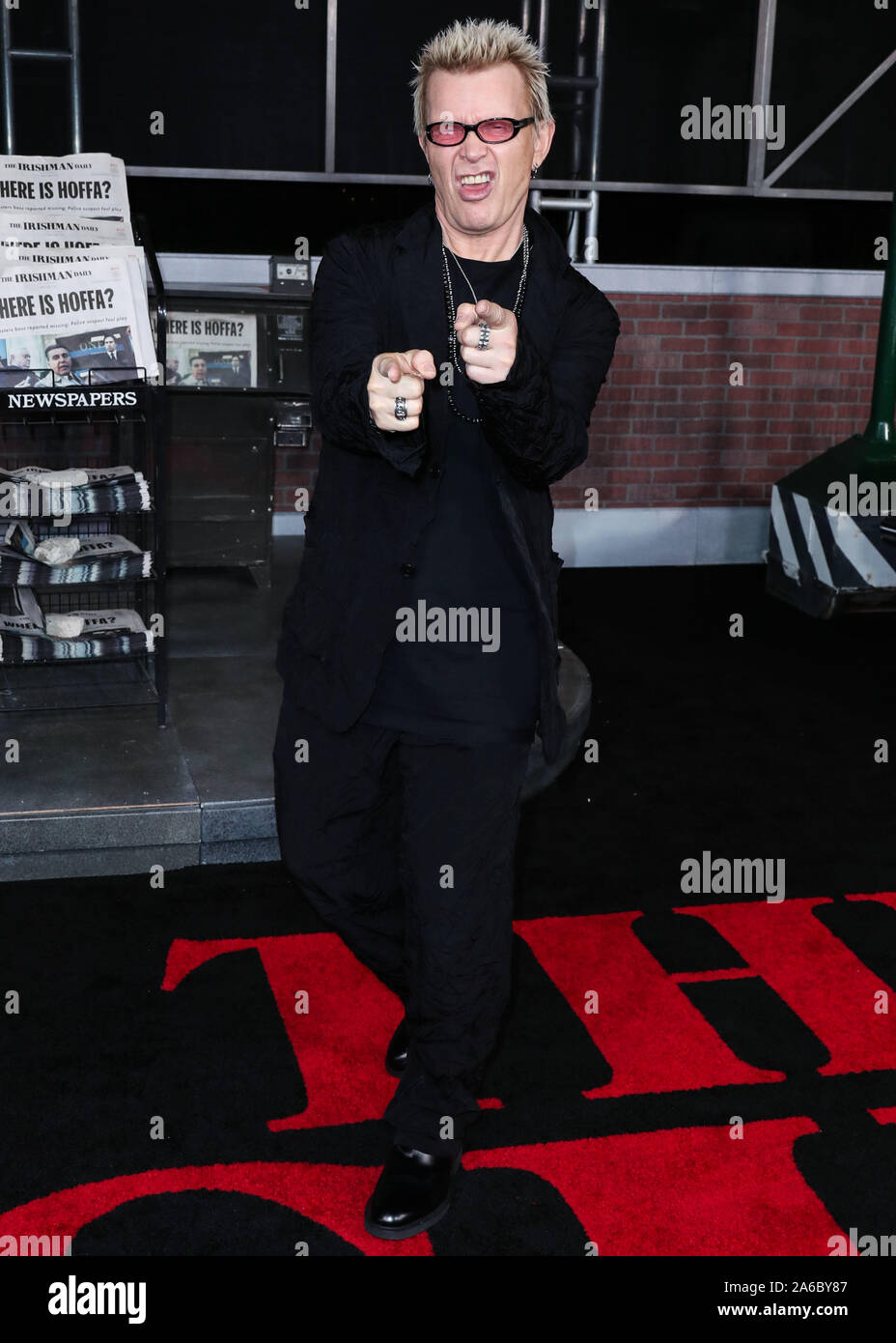 Hollywood, Etats-Unis. 24 Oct, 2019. HOLLYWOOD, LOS ANGELES, CALIFORNIE, USA - 24 octobre : la chanteuse Billy Idol arrive à la première de Los Angeles de Netflix 'l'Irlandais" tenue au Théâtre chinois de Grauman, IMAX le 24 octobre 2019 à Hollywood, Los Angeles, Californie, USA. Agence de presse : Image de crédit/Alamy Live News Banque D'Images