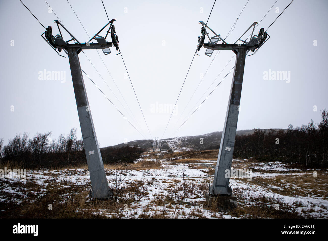 Centre de ski avec neige insuffisante, le changement climatique Banque D'Images