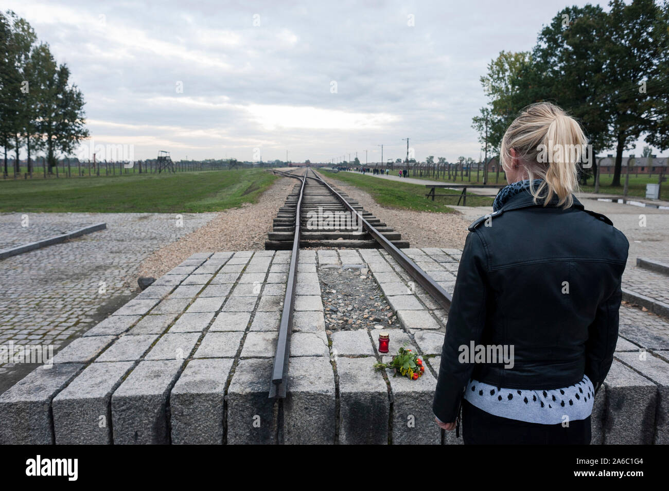 Une visite d'Auschwitz Birkenau camp de concentration près de Cracovie en Pologne Banque D'Images