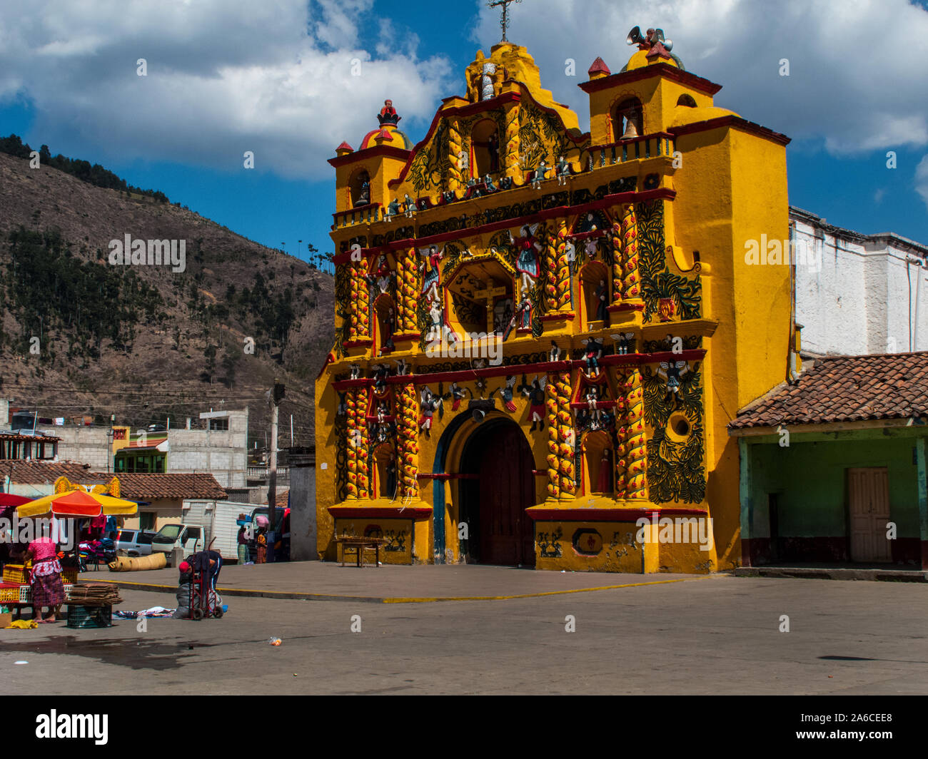 L'église de San Andrés Xecul, Guatemala Banque D'Images