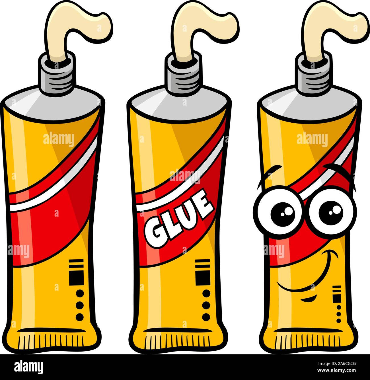 Cartoon Illustration du tube de colle et le caractère de l'objet Clip Art  Image Vectorielle Stock - Alamy