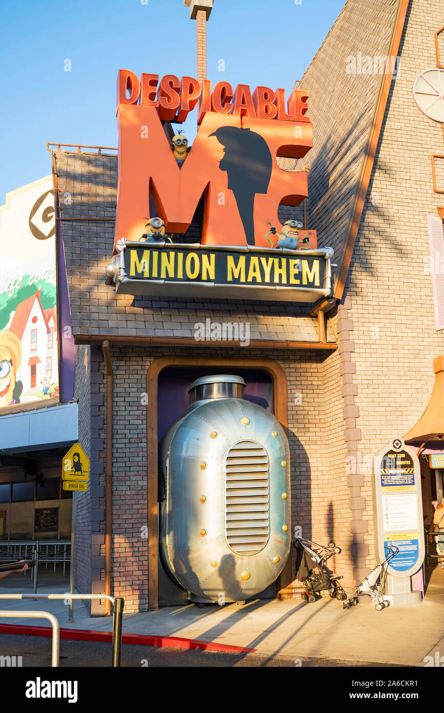 Détestable moi, Minion Mayhem Ride entrée privée, le complexe Universal Studios Orlando, Floride, USA Banque D'Images
