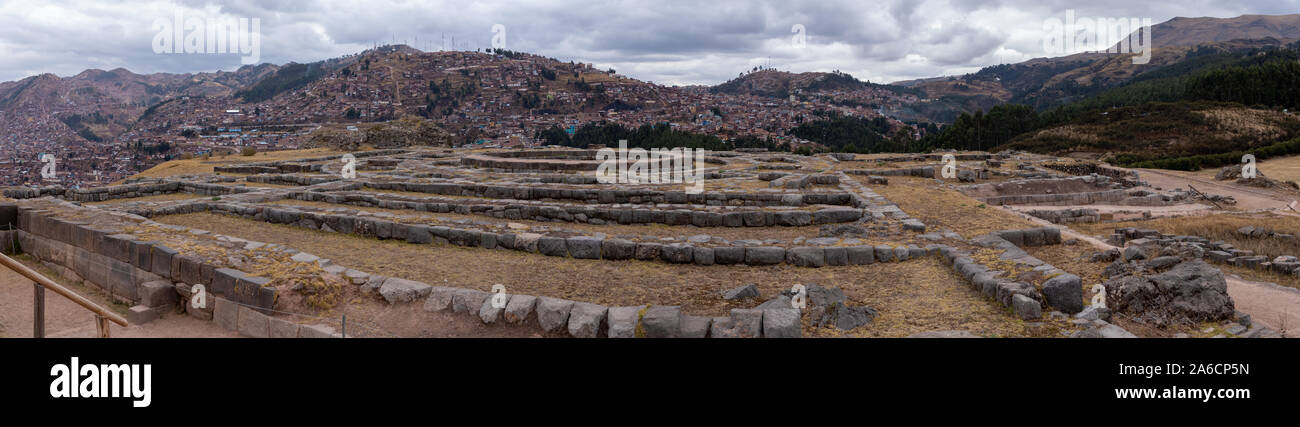 Forteresse de Sacsayhuaman à l'extérieur de la ville de Cusco au Pérou Banque D'Images