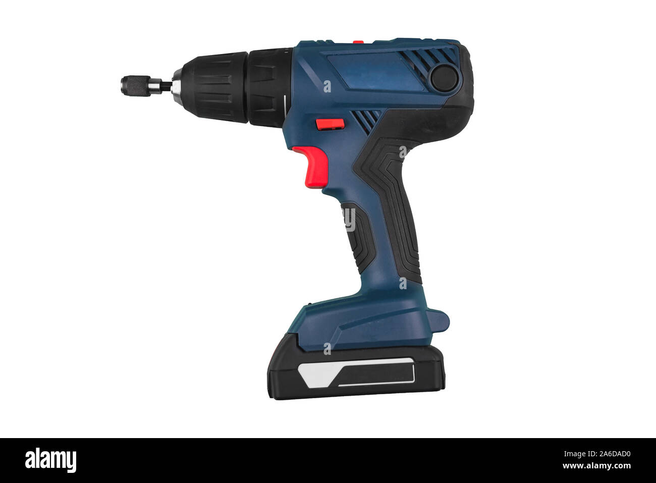 Outil électrique tournevis bleu sur fond blanc isolé. Convient pour toute utilisation. purprose Banque D'Images