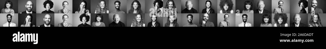 Groupe de 9 belles personnes devant un fond Banque D'Images