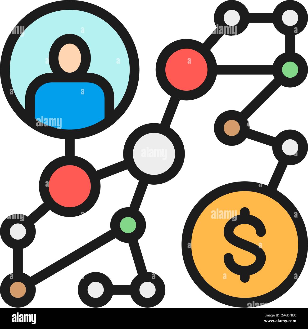 La stratégie de l'entreprise, le succès de l'algorithme, l'instruction, l'icône de couleur à plat. Illustration de Vecteur