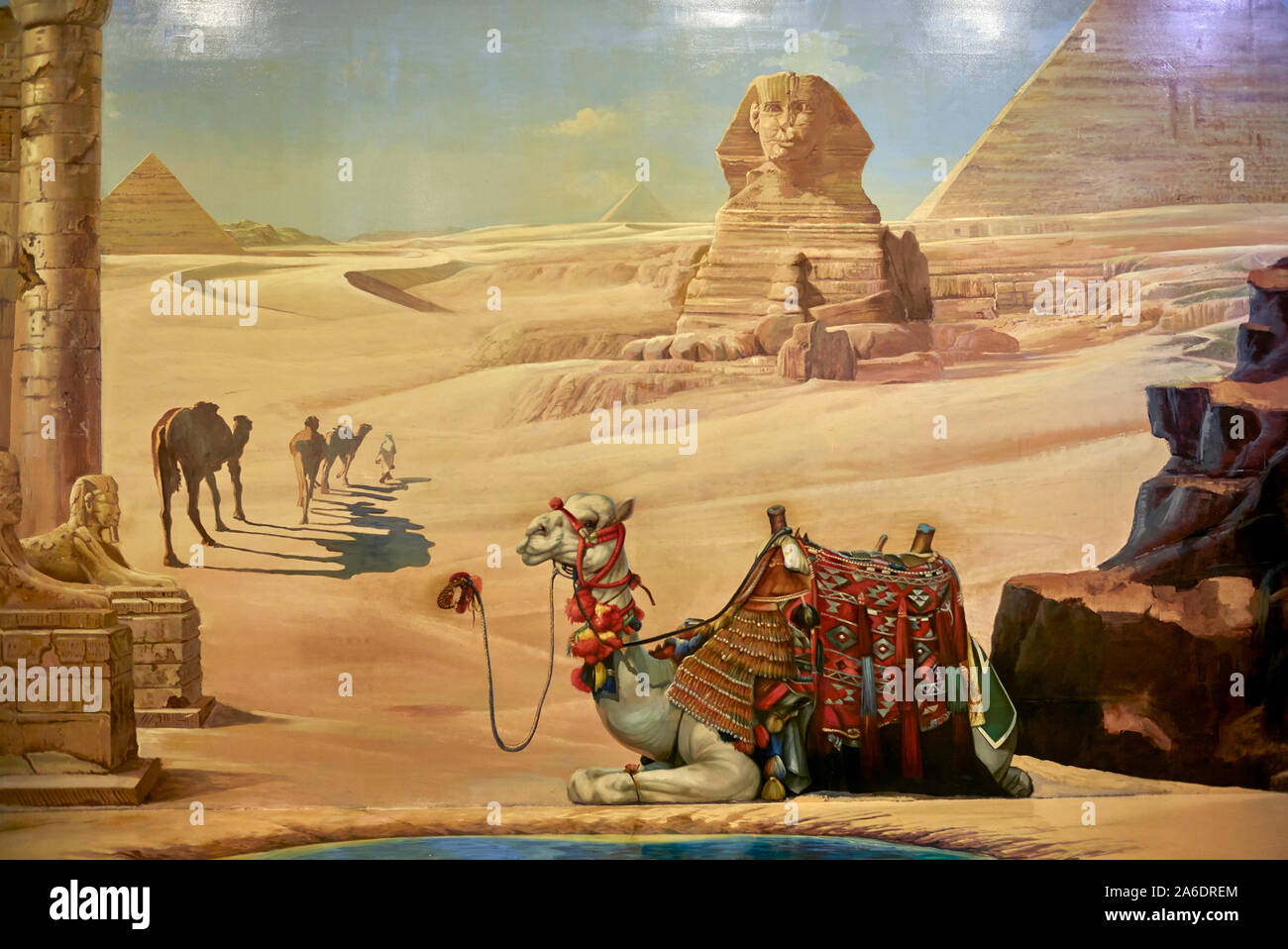 3D Art. Scène du désert égyptien peinture et art de trick au musée d'art de parodie Pattaya Thaïlande Asie du Sud-est Banque D'Images