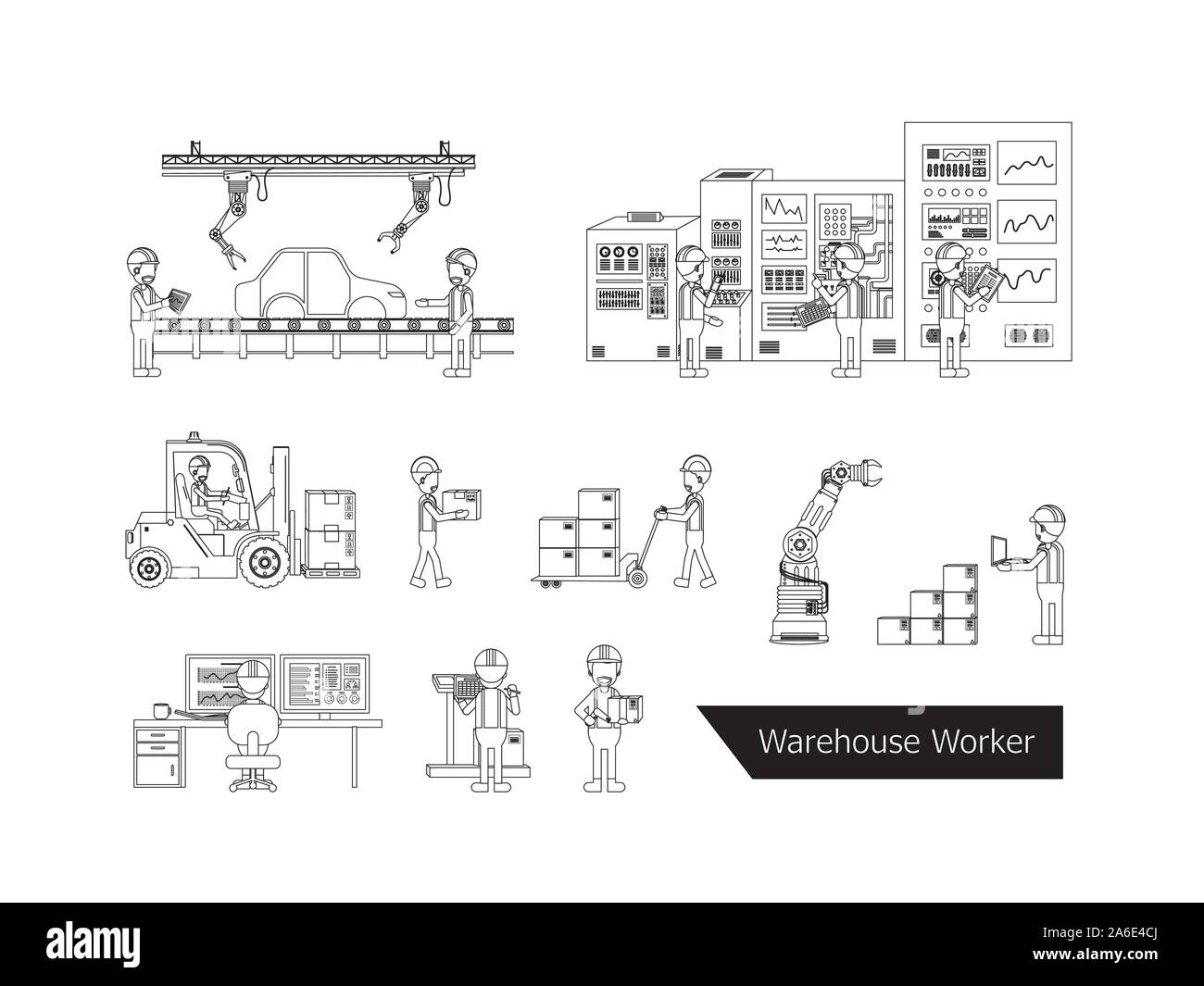 Jeu de caractères employé de l'entrepôt vector illustration Illustration de Vecteur
