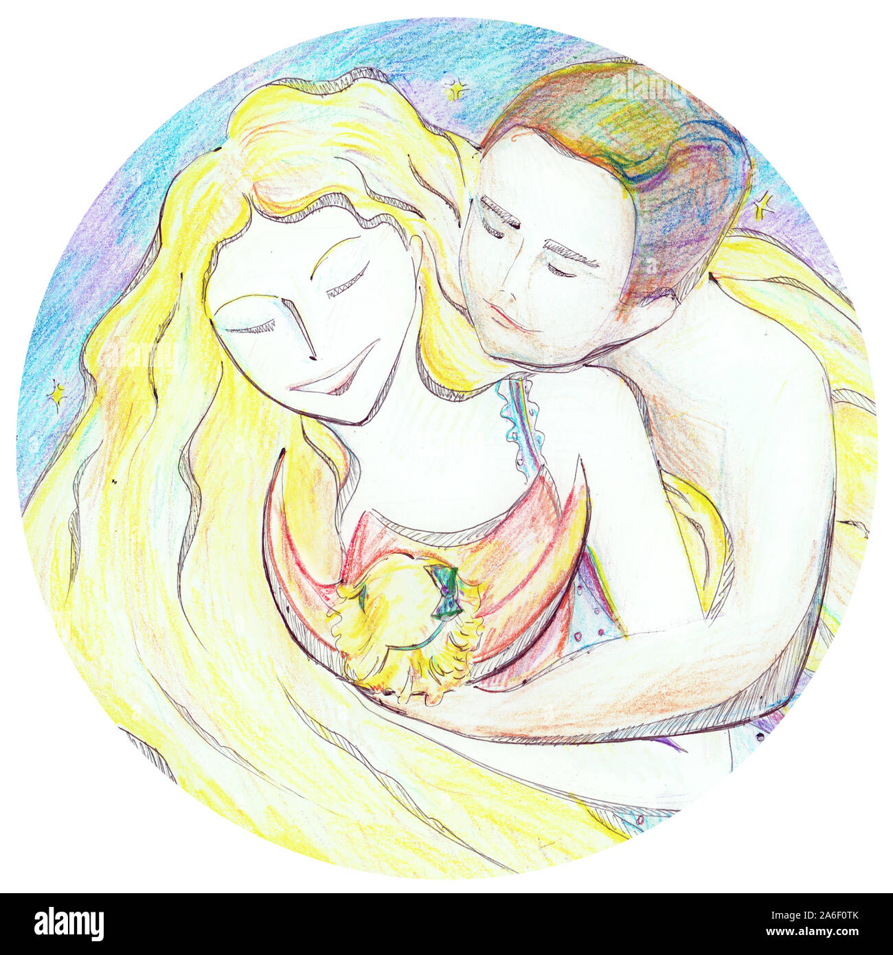 Dessiner A Main Illustration Cercle Happy Young Parents Hugging Un Petit Bebe Photo Stock Alamy