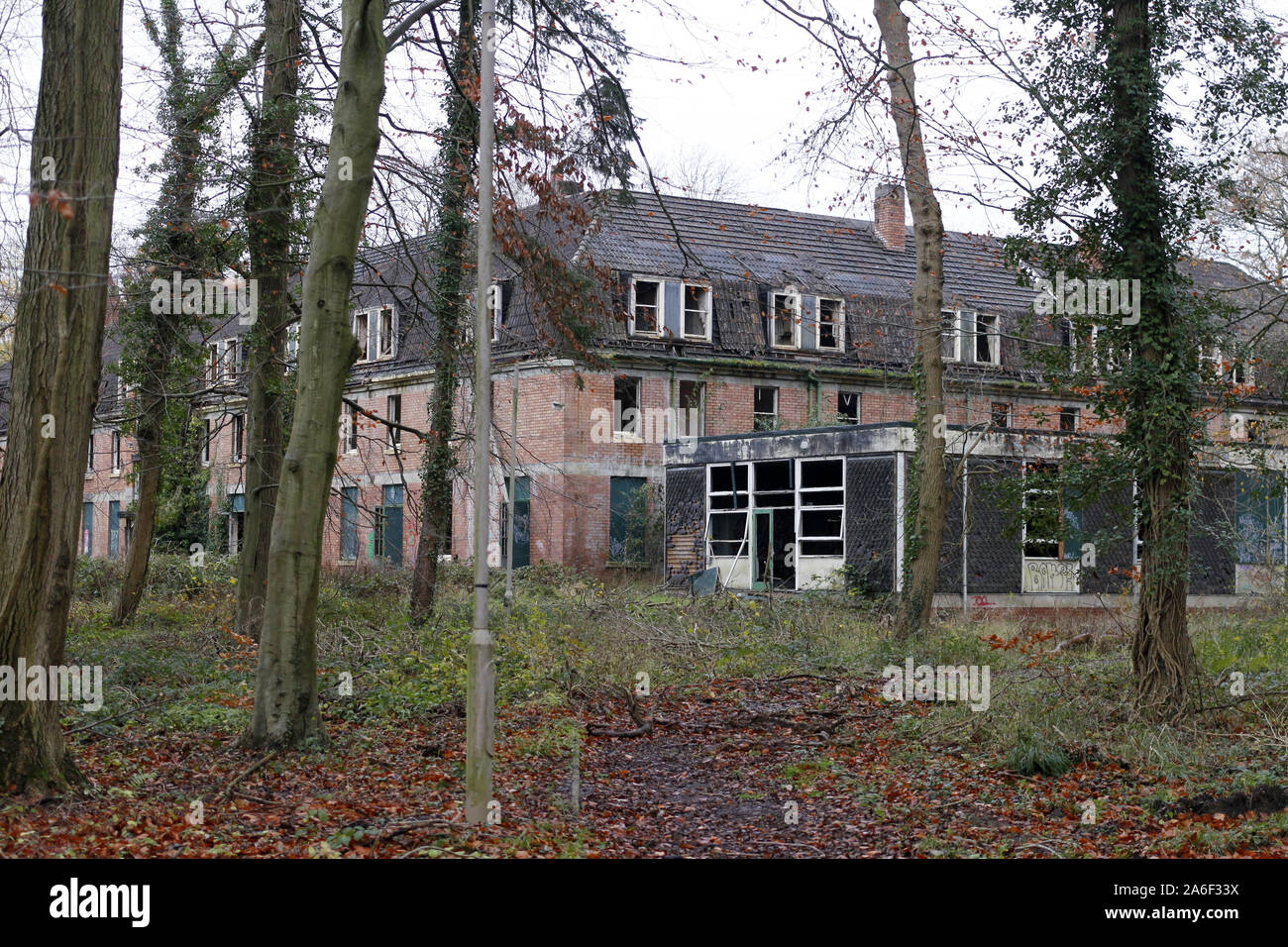 Décembre 2013 - Hôpital psychiatrique abandonné près de Bristol, Barrow Gurney, maintenant démoli et construit plus de maisons Banque D'Images