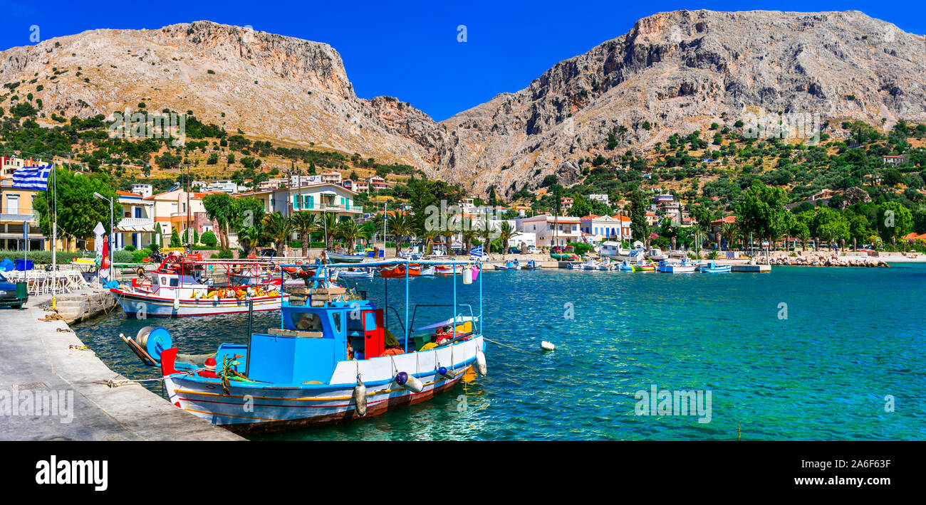 Île grecque authentique Chios. Beau village de pêcheurs traditionnels Vrotandos Banque D'Images
