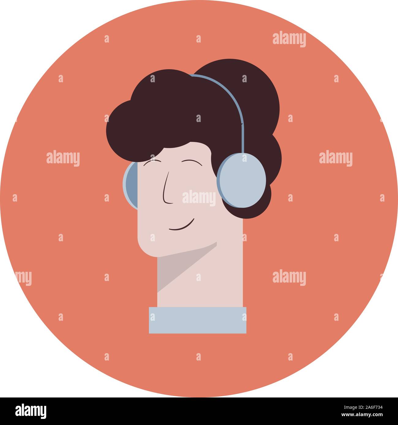 Icône vecteur d'un homme avec un casque d'écoute, Illustration de Vecteur