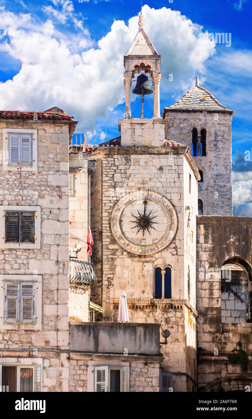 Belle vue sur la vieille ville de Split, avec l'ancienne cathédrale,Danemark,Croatie. Banque D'Images