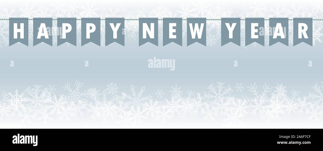 Happy new year party flags banner on snowy background vector illustration EPS10 Illustration de Vecteur