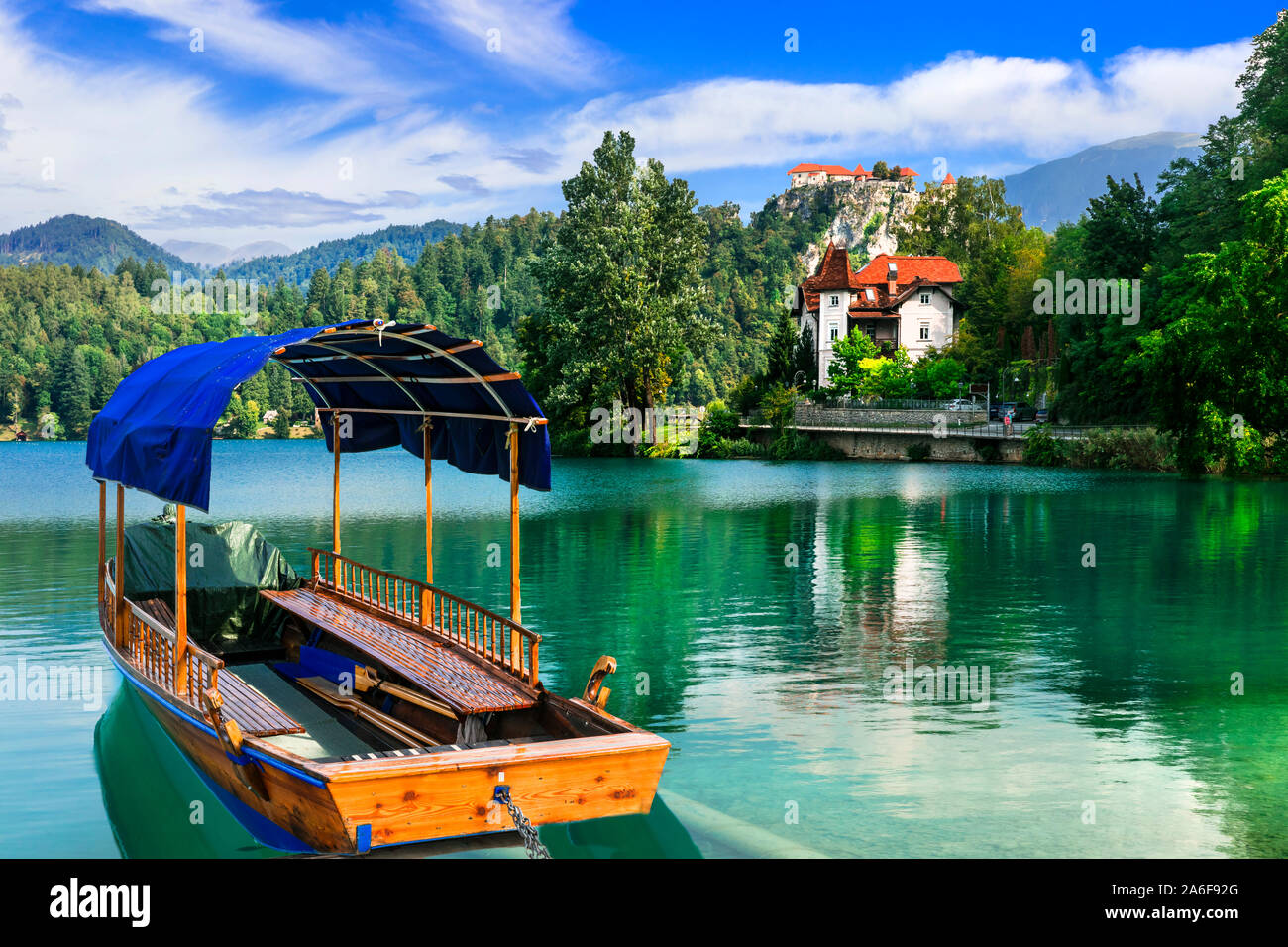 L'un des plus beaux lacs de l'Europe, le lac de Bled en Slovénie Banque D'Images