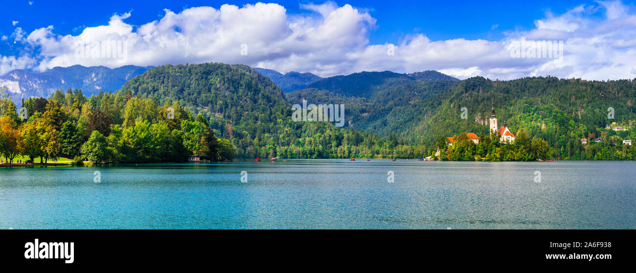 L'un des plus beaux lacs de l'Europe, le lac de Bled en Slovénie Banque D'Images