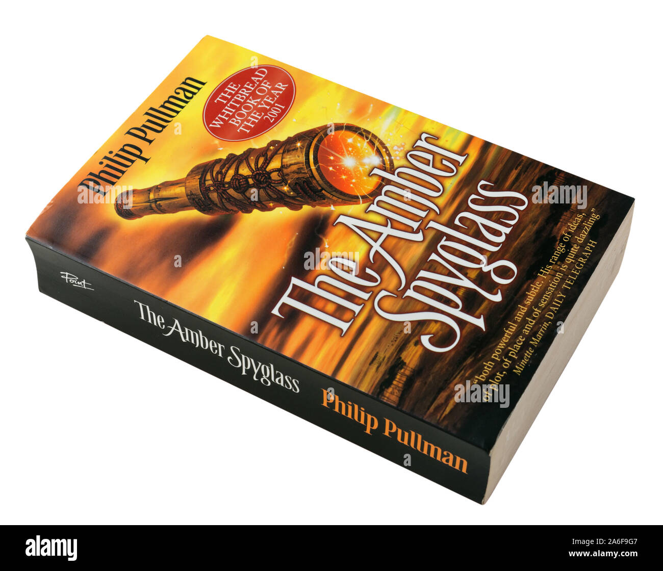 Le Amber Spyglass par Philip Pullman, livre trois des ses matériaux sombres Trilogy Banque D'Images