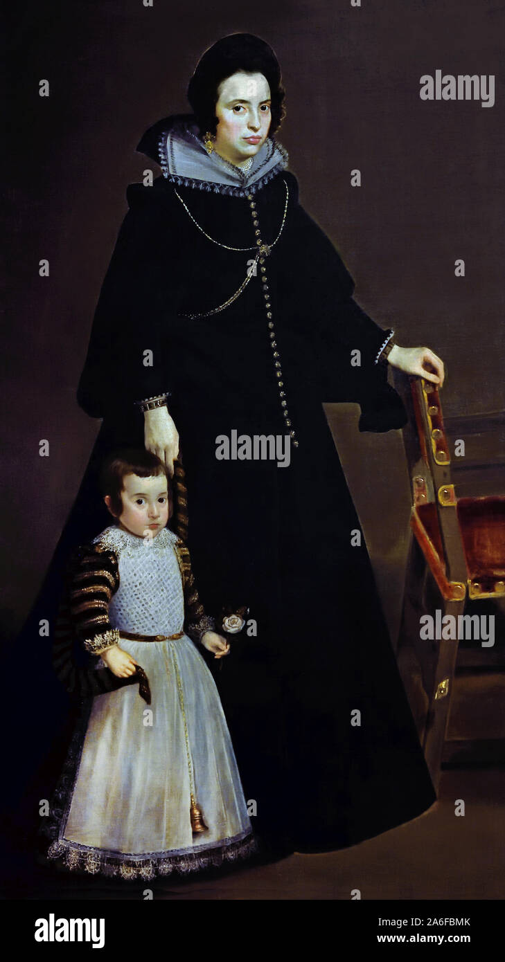 Doña Antonia de Ipeñarrieta y Galdós et son fils Don Luis 1634 par Diego Velázquez (1599-1660) l'Espagne du 17e siècle espagnol. Banque D'Images Doña Antonia de Ipeñarrieta y Galdós et son fils Don Luis 1634 par Diego Velázquez (1599-1660) l'Espagne du 17e siècle espagnol. Banque D'Images