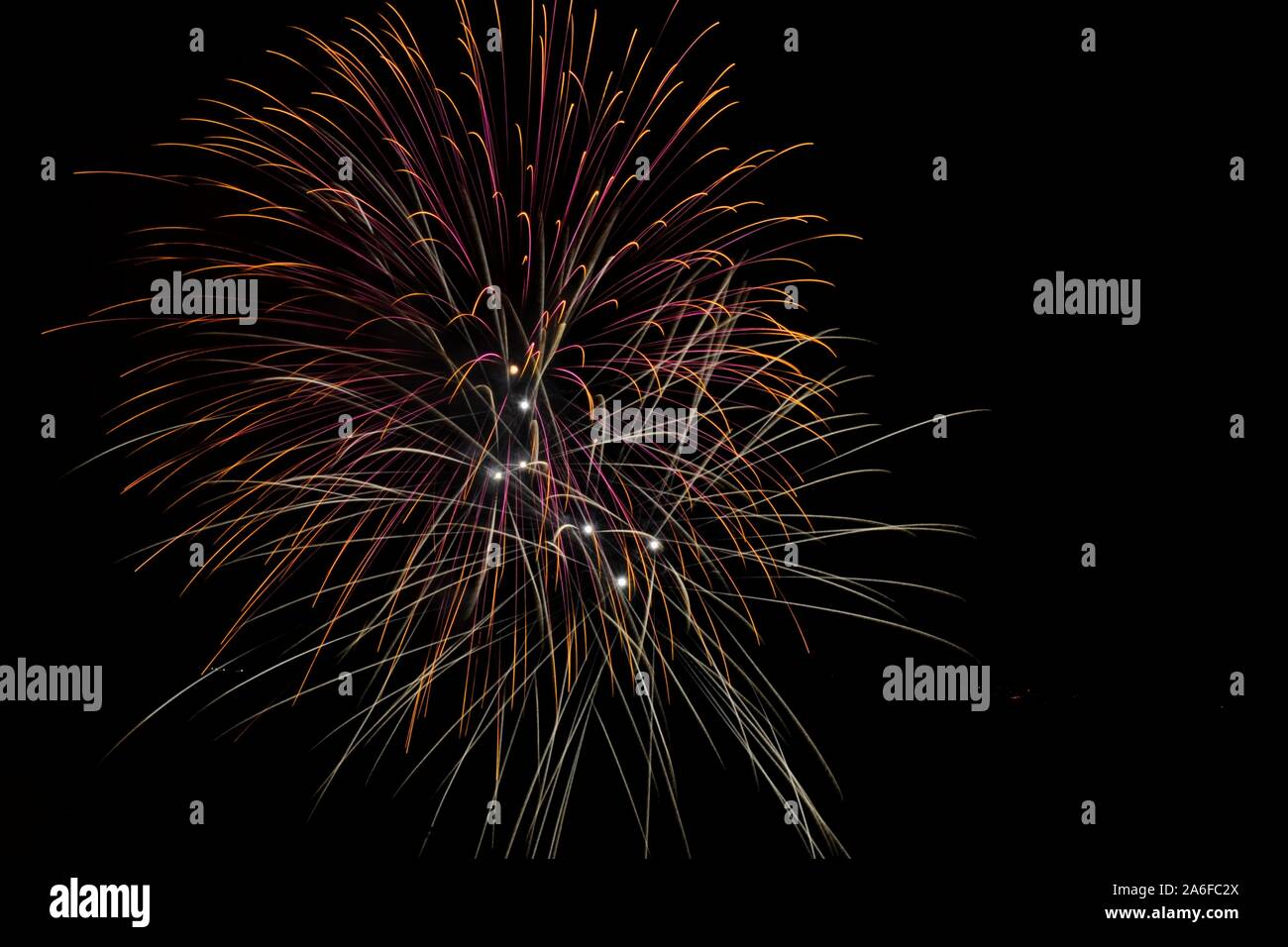 Grand feu d'artifice dans le ciel nocturne Banque D'Images